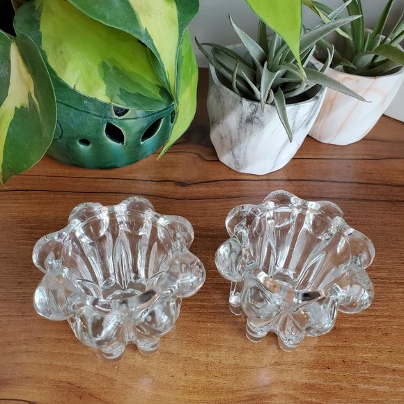 Reims Accents Vintage Glass Candle Holders Set Of 2 Reims France